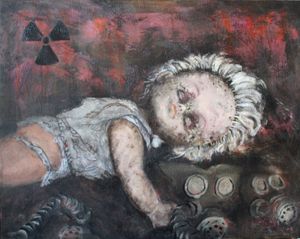 "Dolls of Chernobyl" - akryl på lærred, 40 x 50. (3200,-)
