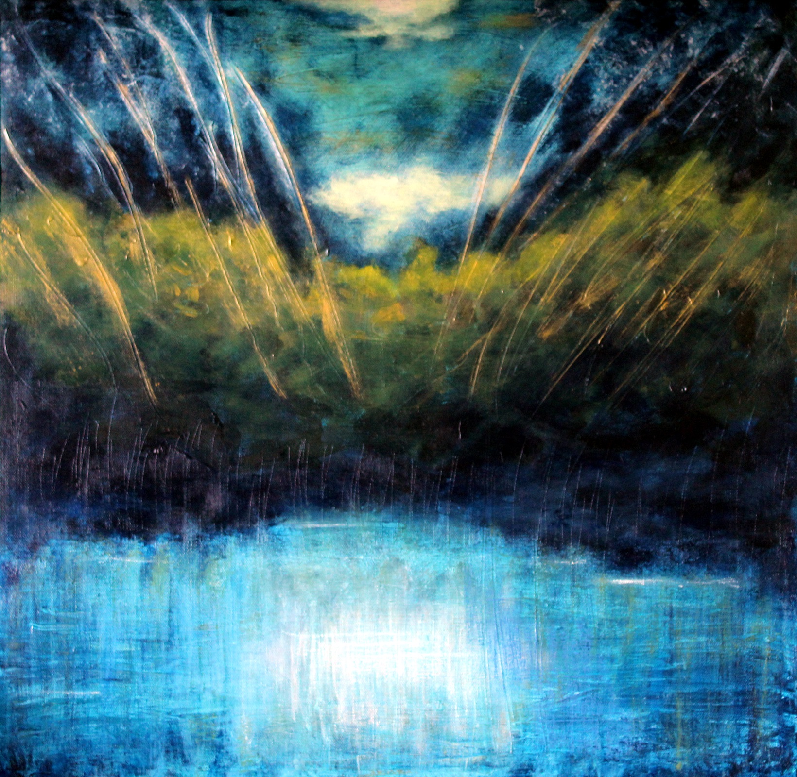"Perseiderne" - akryl på lærred, 50 x 50. (3200,-)