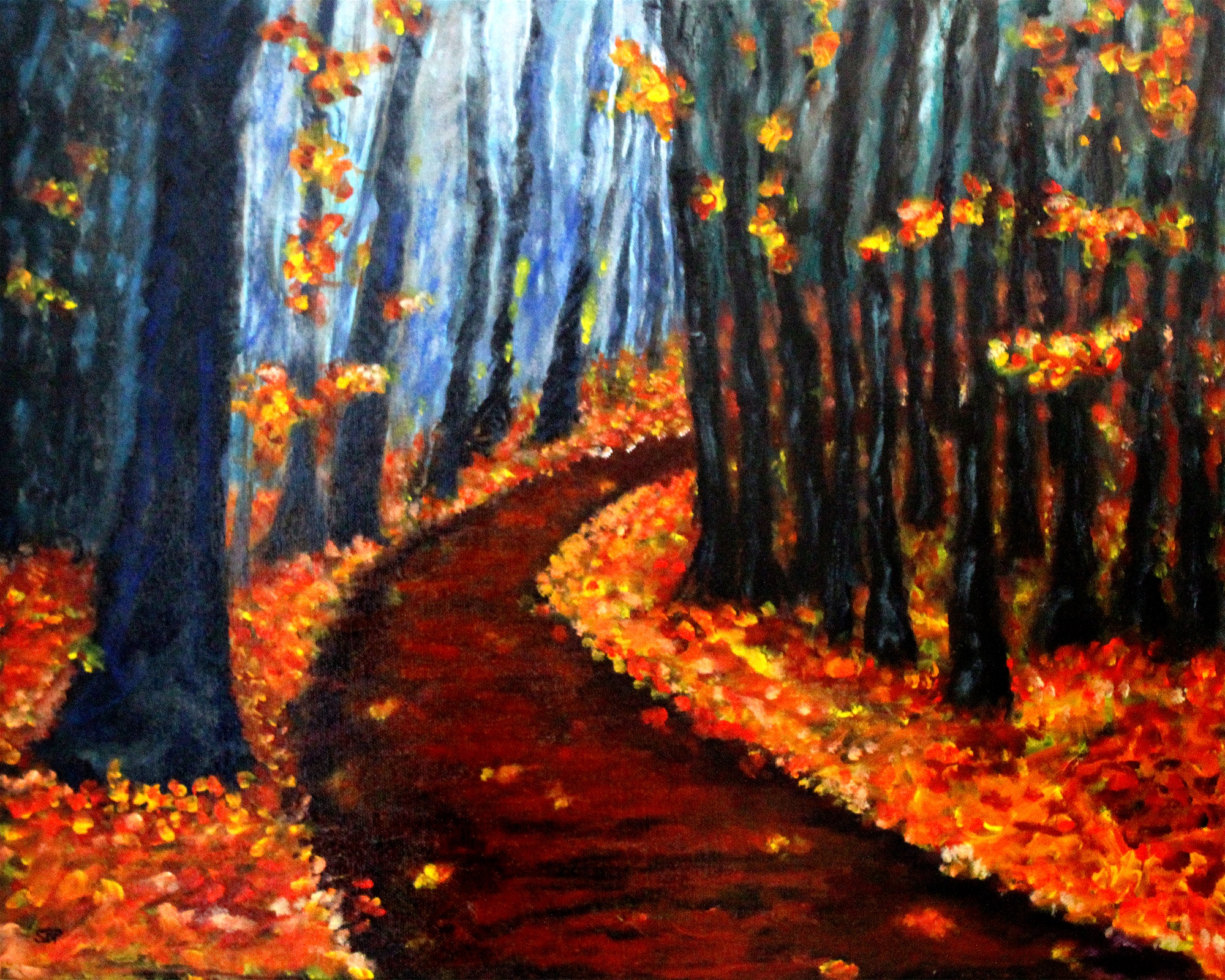 "Efterår" - akryl på lærred, 40 x 50. (3000,-)
