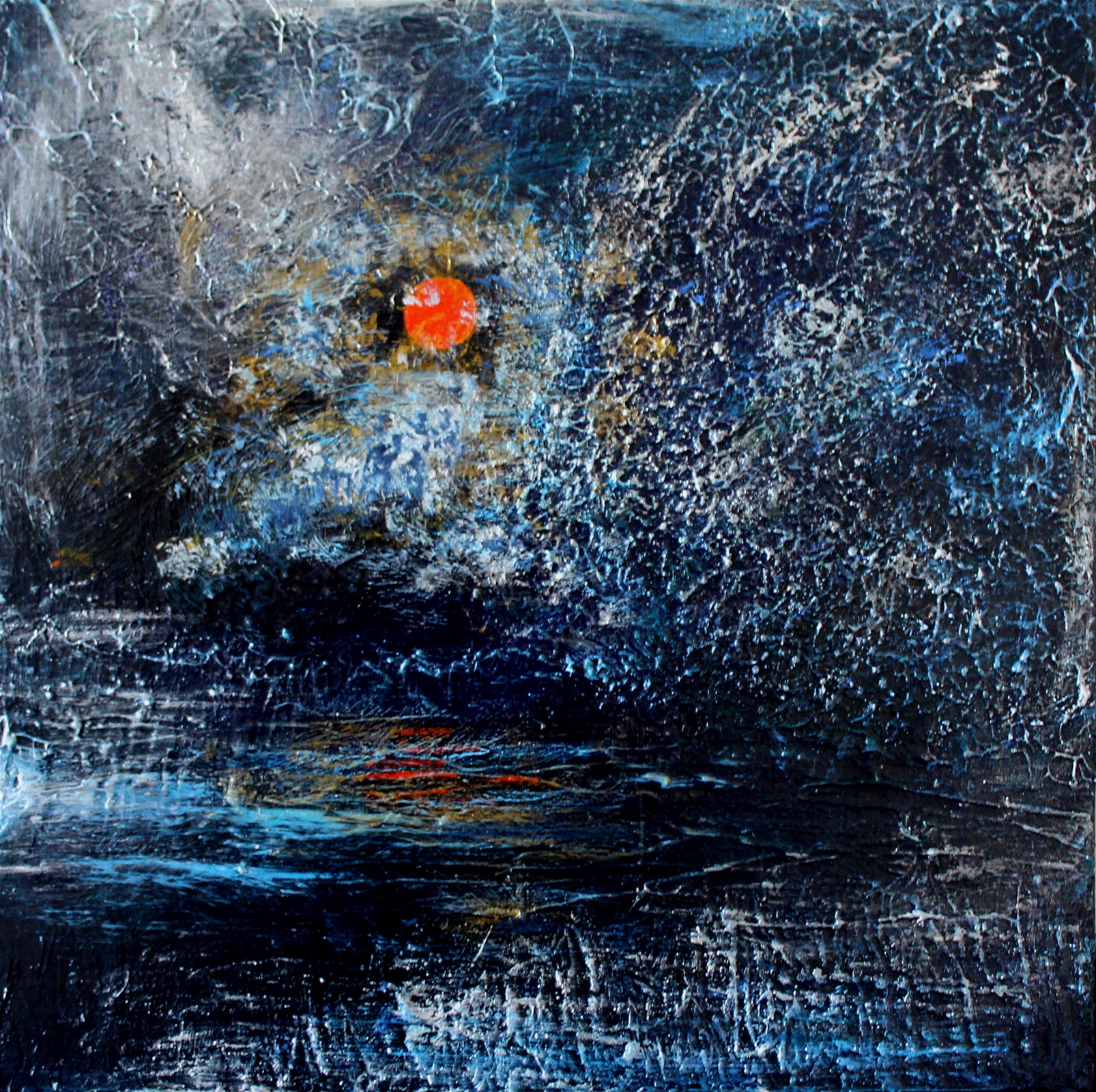 "Blodmåne" - akryl på lærred, 30 x 30