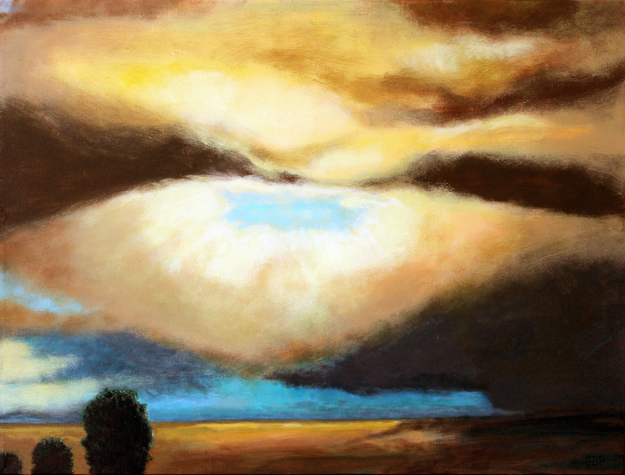 "Eftermiddagshimmel" - akryl på lærred, 60 x 80