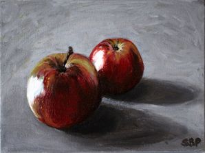 "Dagens æbler" - akryl på lærred, 18 x 24
