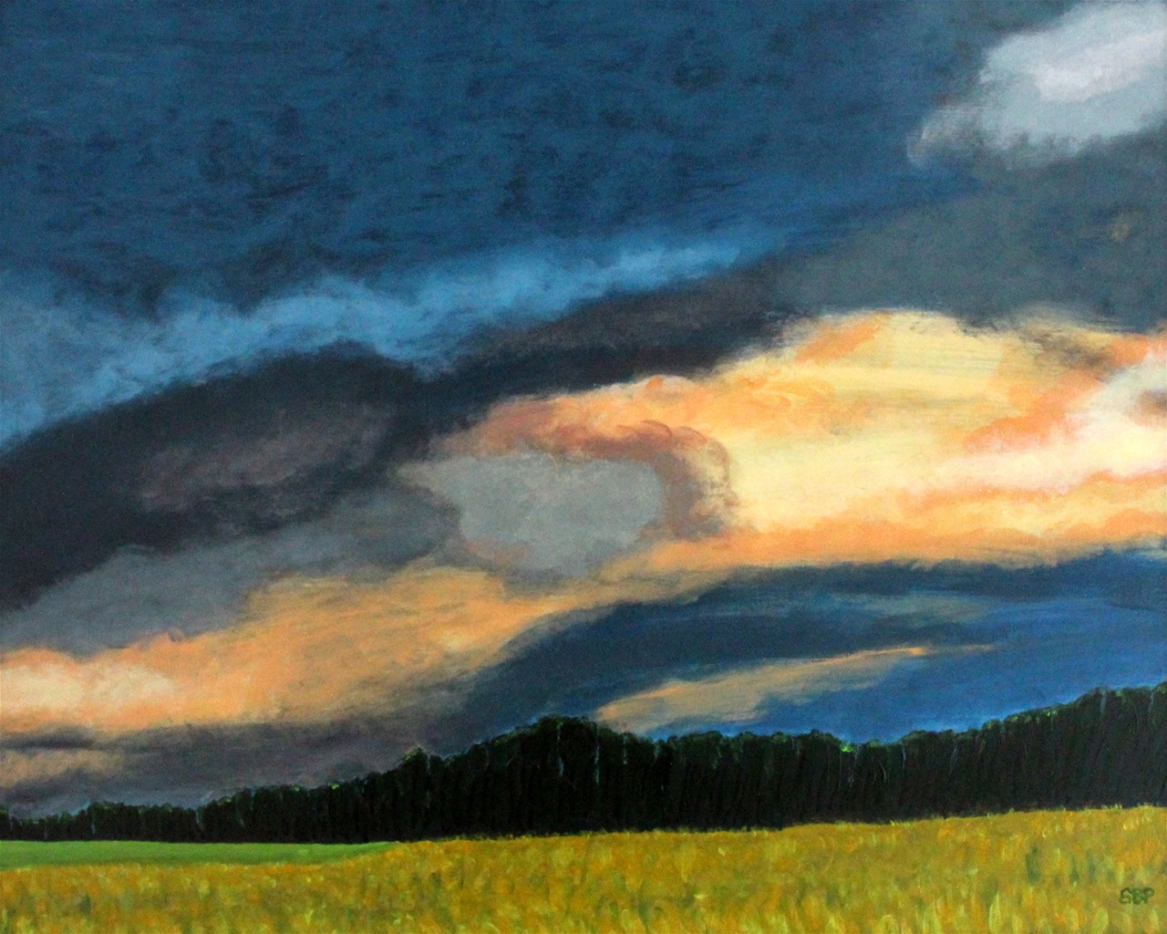 "Aftenhimmel" - akryl på karton, 40 x 50. (3000,-)