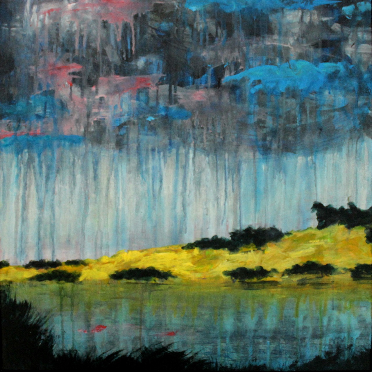 "Et sted i Nordjylland" - akryl på lærred, 50 x 50. (3200,-)