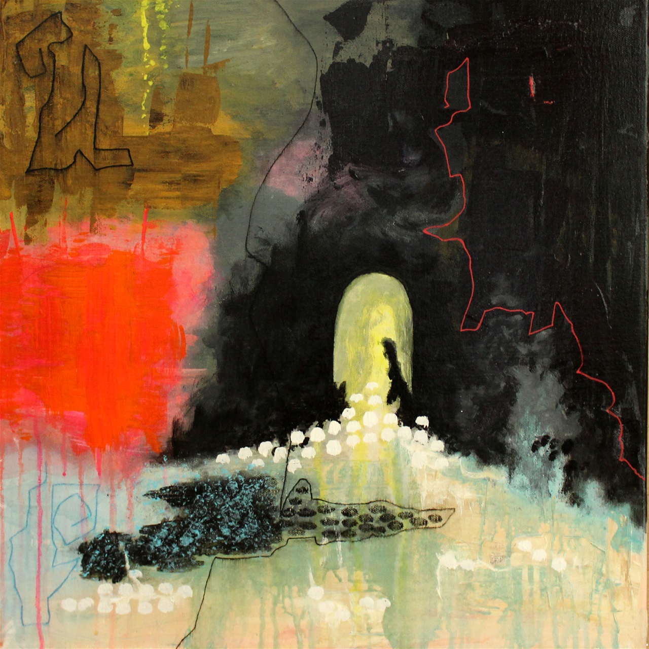 "Skærsilden" - akryl på lærred, 50 x 50. (3200,-)