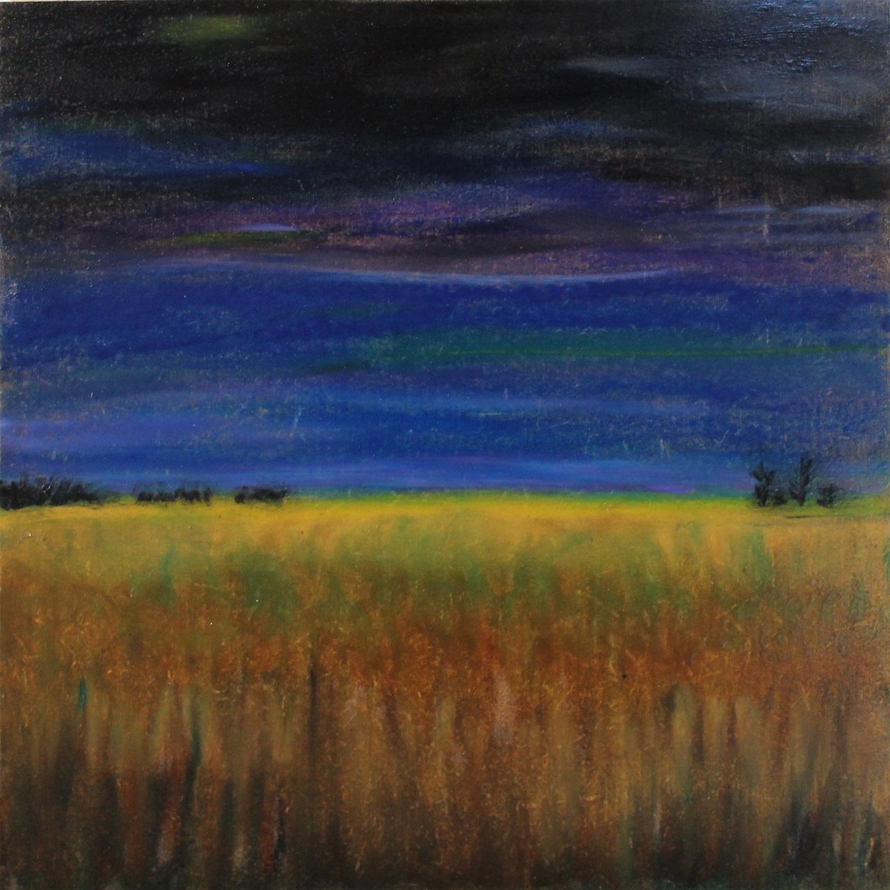"Impression" - oliepastel på masonit, 20 x 20. (800,-)