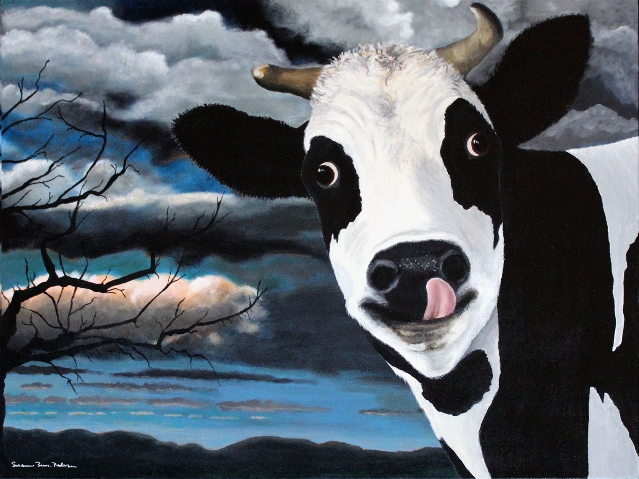 "Lost member of the CO2 patade" - akryl på lærred, 60 x 80. (4000,-)